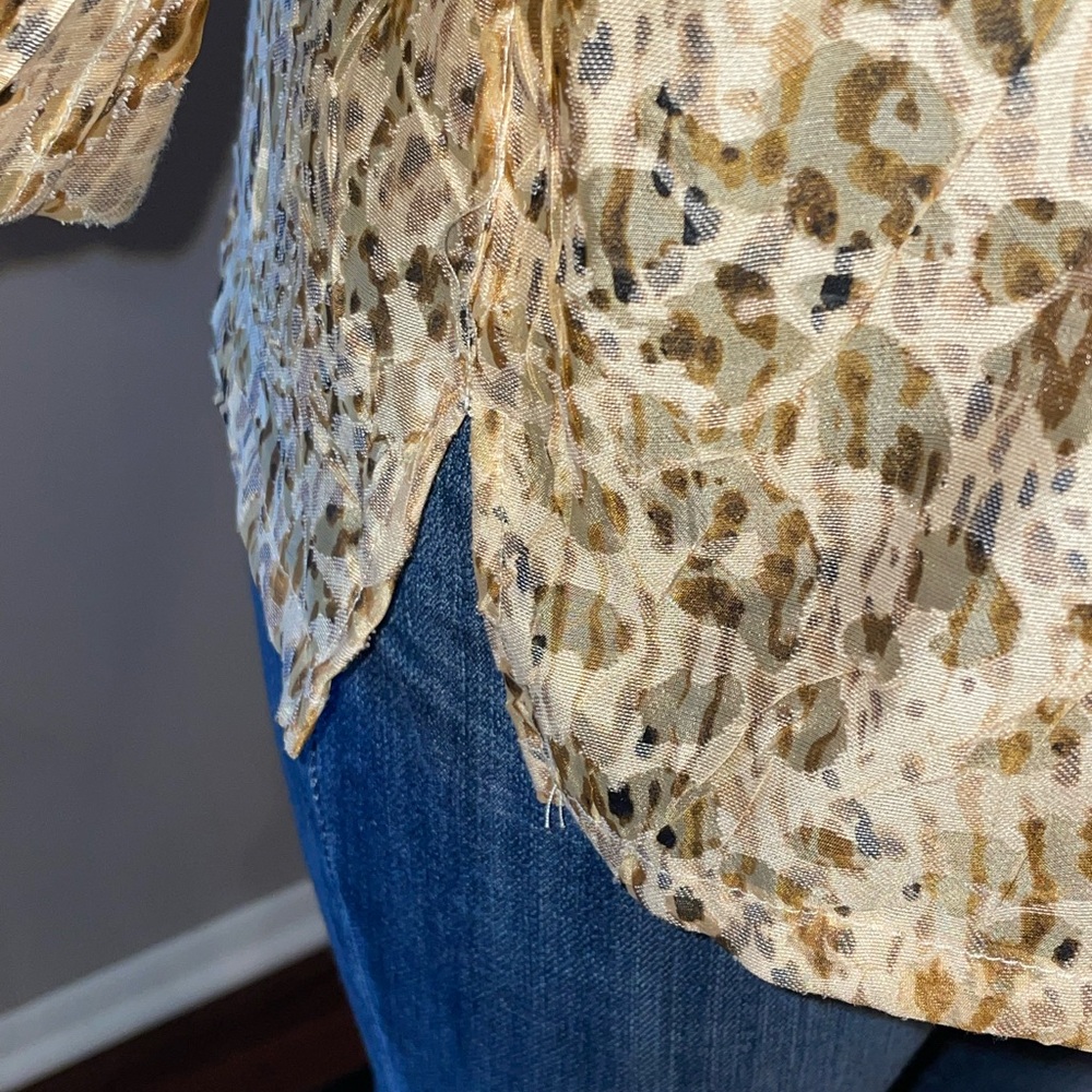 Ruby RD Leopard Print Sheer Button-Up Blouse - image 3